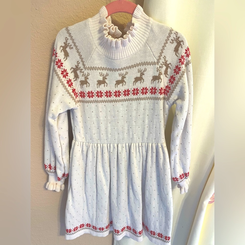 Janie and Jack Fair Isle Reindeer Sweater Dress